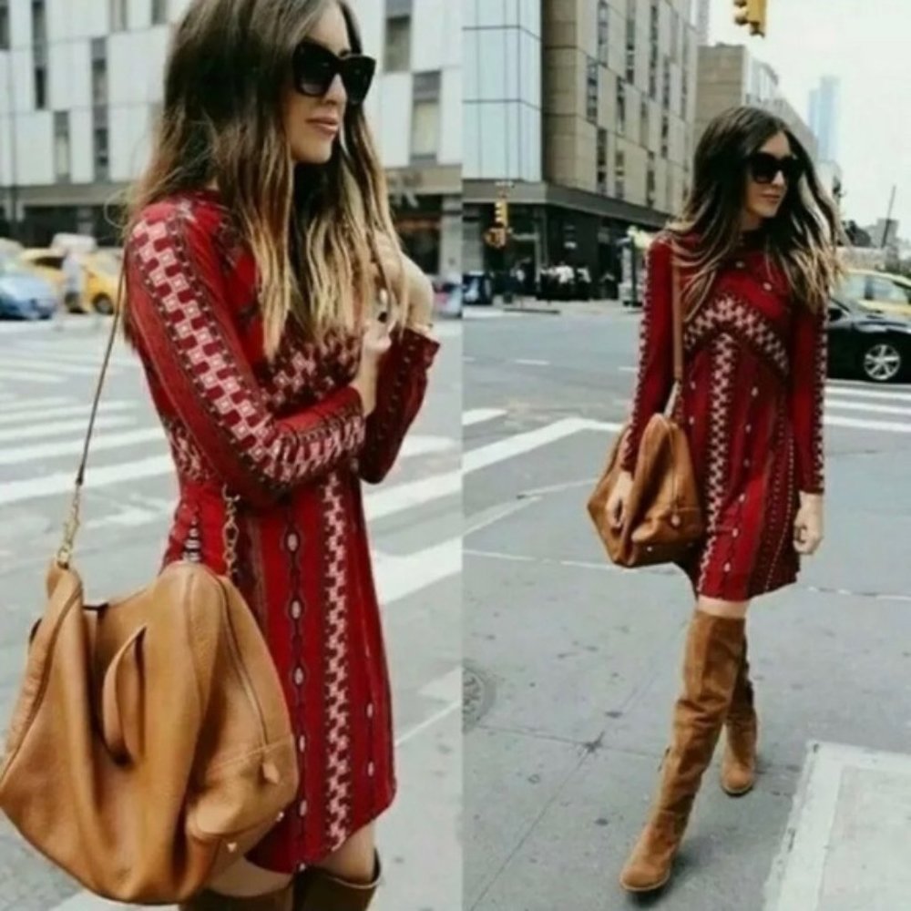Free People Stella Mini Dress Red XS